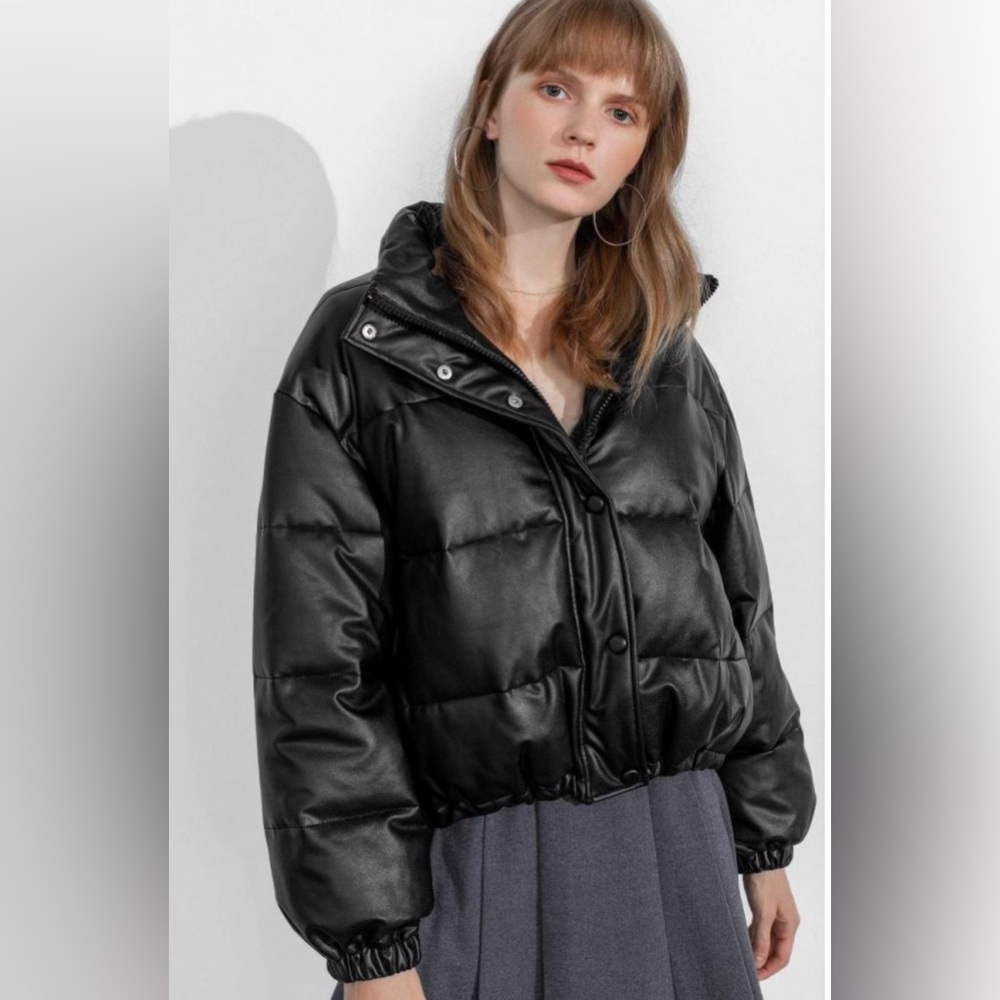 J.ing fauc leather puffer